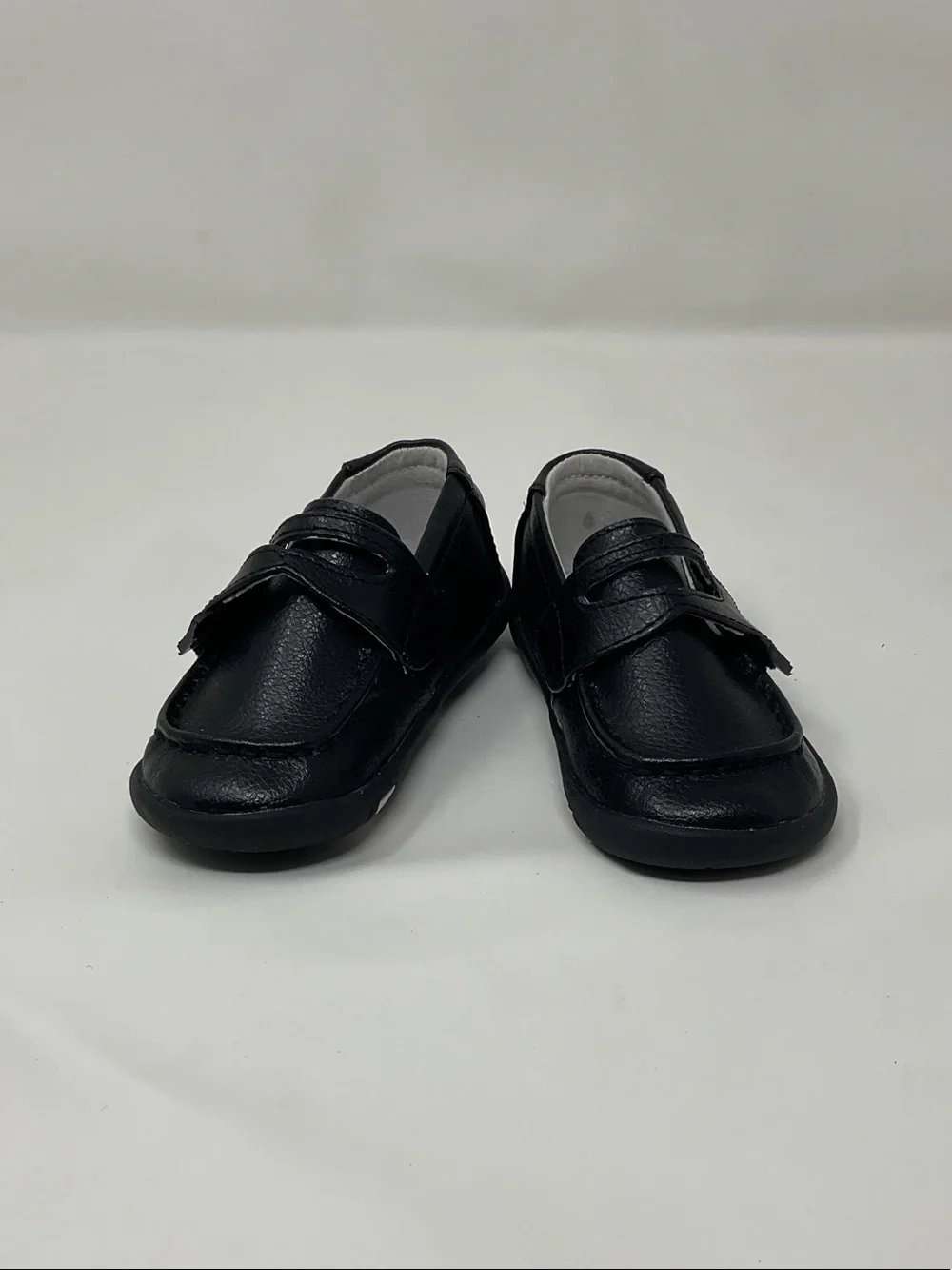 Pediped 21 toddler boy Black leather Velcro Dress Loafers shoes baby